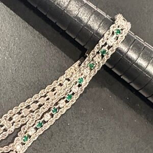 *Emerald Accent Silver-Tone Bracelet - Women Jewelry